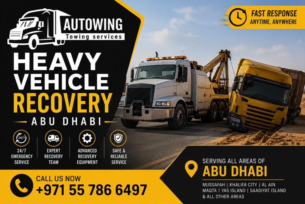 Flatbed Recovery Abu Dhabi – 24/7 Safe Vehicle Towing Services